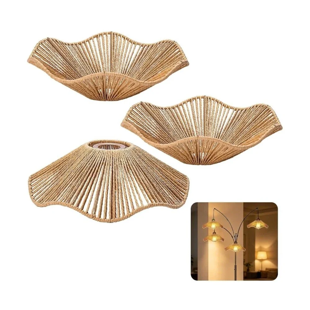Set Of 3 Wicker Bohoo Lamp Shades